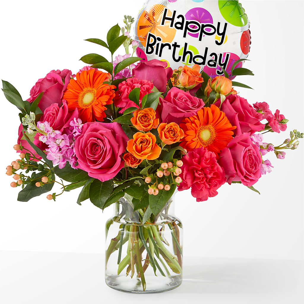Fiesta Bouquet with Birthday Balloon – La Maison De Fleur, Pierre Part LA
