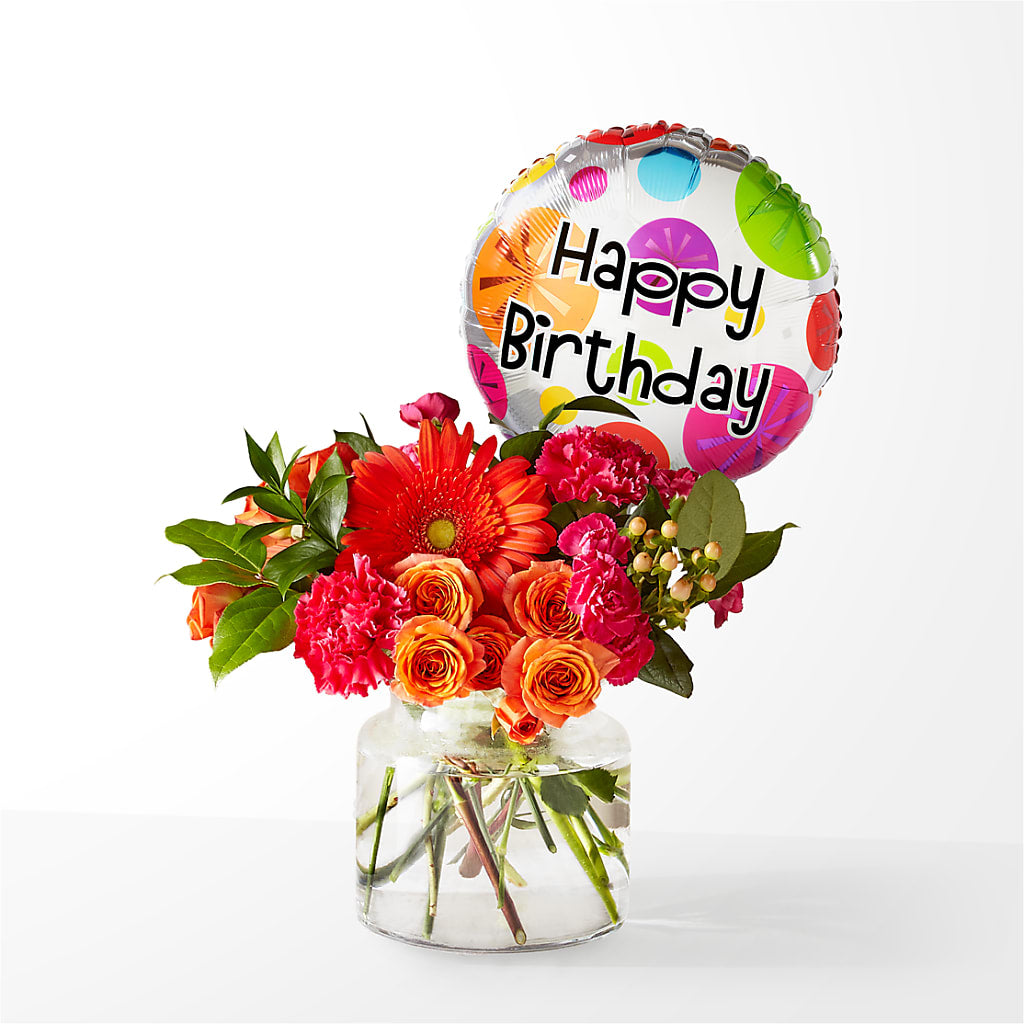 Fiesta Bouquet with Birthday Balloon – La Maison De Fleur, Pierre Part LA