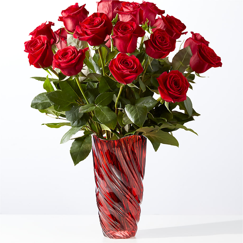 Classic Love Red Rose Bouquet with Luxe Swirl Vase – La Maison De Fleur, Pierre Part LA