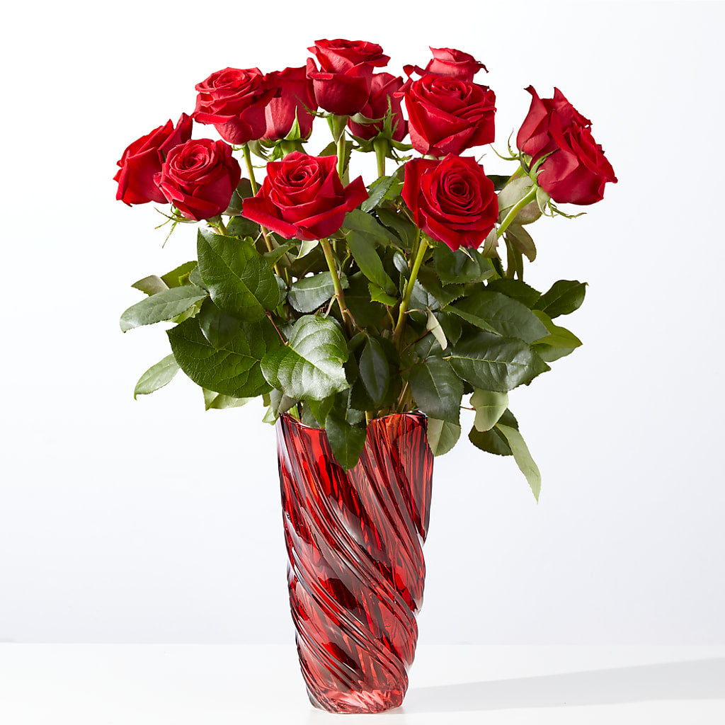 Classic Love Red Rose Bouquet with Luxe Swirl Vase – La Maison De Fleur, Pierre Part LA