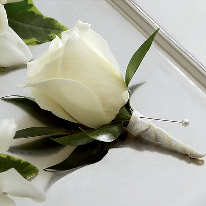 White Rose Boutonniere –  La Maison De Fleur, Pierre Part LA